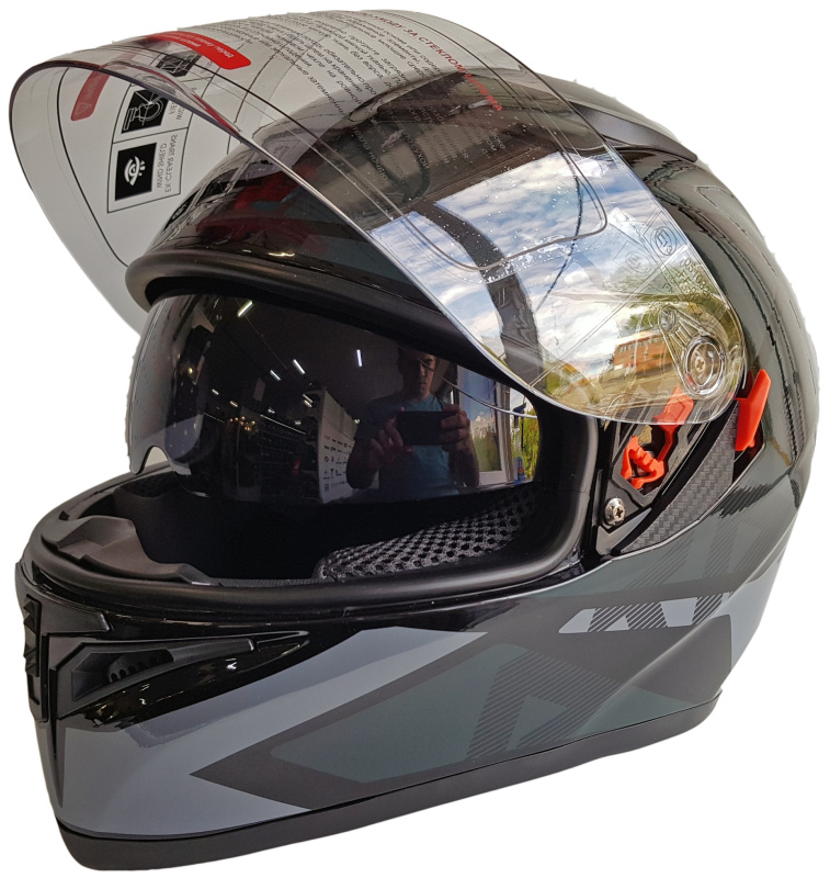 Шлем (интеграл) Ataki JK316 Route черный/серый глянцевый