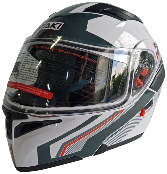 Шлем модуляр Ataki JK902 Shape белый/серый глянцевый