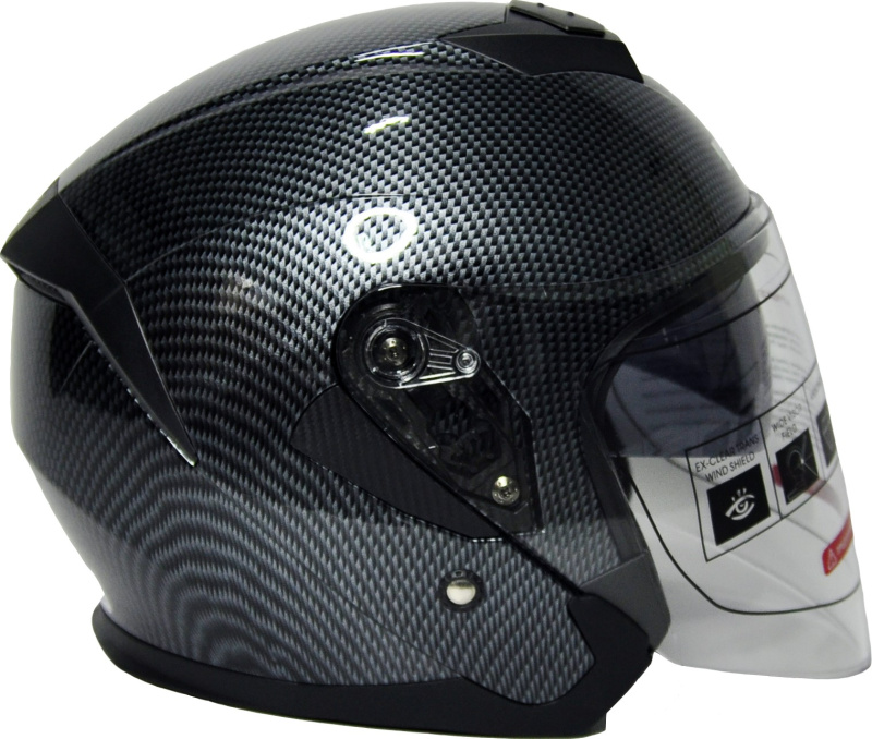 Шлем открытый Ataki JK526 Carbon черный/серый глянцевый