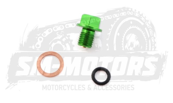 Пробка двигателя сливная с магнитом М12 х 1.50 зеленая