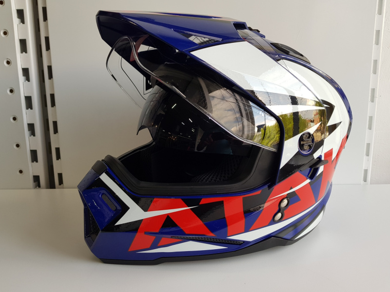 Шлем (мотард) Ataki JK802 Rampage синий/красный глянцевый