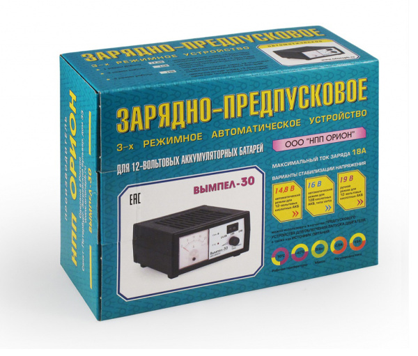 Зарядное устройство Вымпел-30 (автомат, 0-20А, 3-х режимный, стрелочный амперметр)