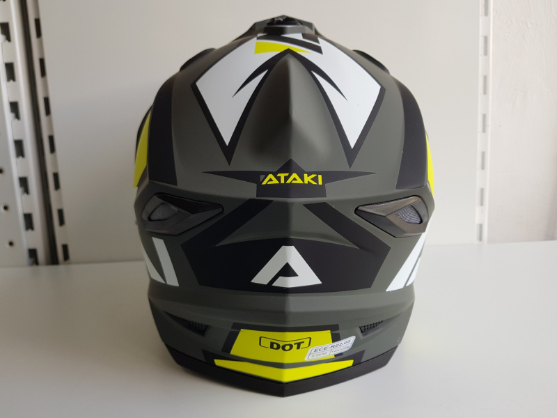 Шлем (мотард) Ataki JK802 Rampage Hi-Vis желтый/серый матовый