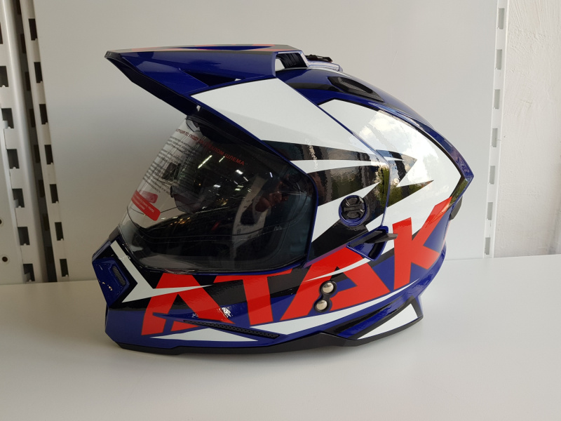 Шлем (мотард) Ataki JK802 Rampage синий/красный глянцевый