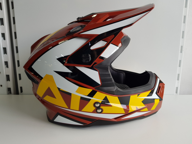 Шлем (кроссовый) Ataki JK801 Rampage коричневый/желтый глянцевый 