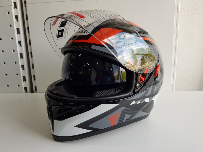 Шлем (интеграл) Ataki JK316 Route серый/красный глянцевый