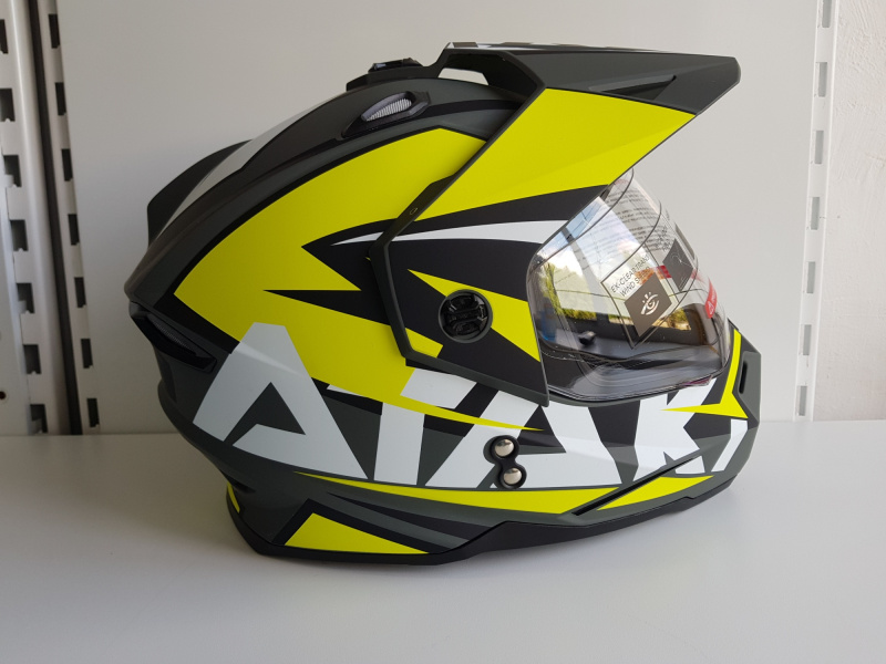 Шлем (мотард) Ataki JK802 Rampage Hi-Vis желтый/серый матовый