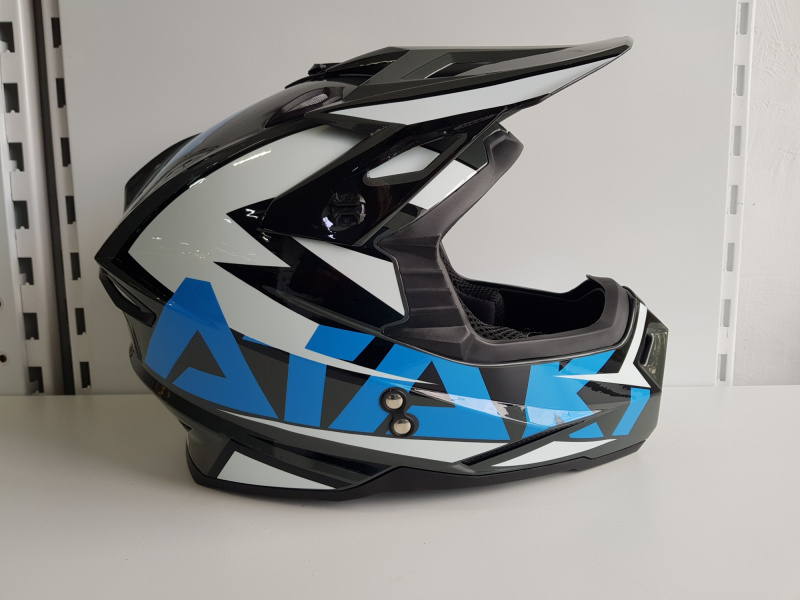 Шлем (кроссовый) Ataki JK801 Rampage серый/синий глянцевый