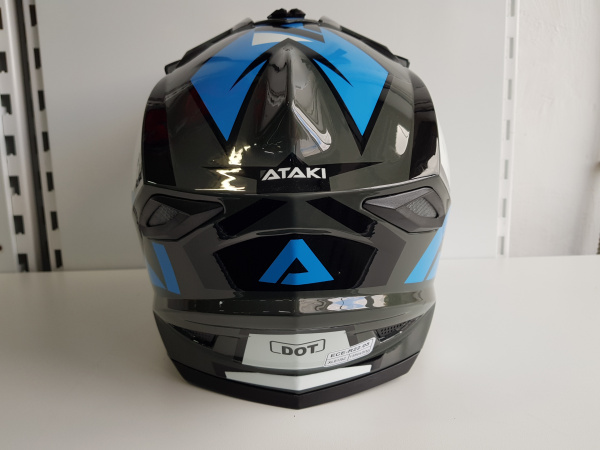 Шлем (кроссовый) Ataki JK801 Rampage серый/синий глянцевый