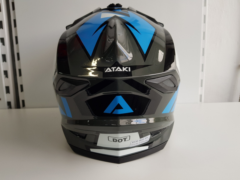 Шлем (кроссовый) Ataki JK801 Rampage серый/синий глянцевый