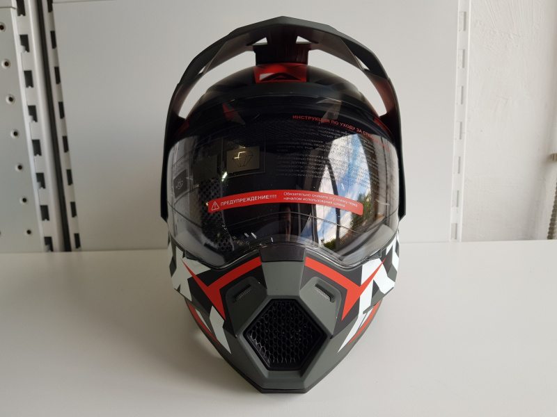 Шлем (мотард) Ataki JK802 Rampage красный/серый матовый