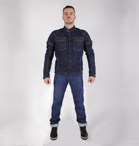 Мотокуртка мужская INFLAME VEGAS хлопок+арамид, цвет синий темный