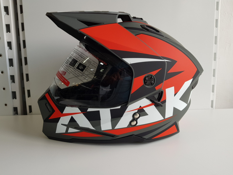 Шлем (мотард) Ataki JK802 Rampage красный/серый матовый