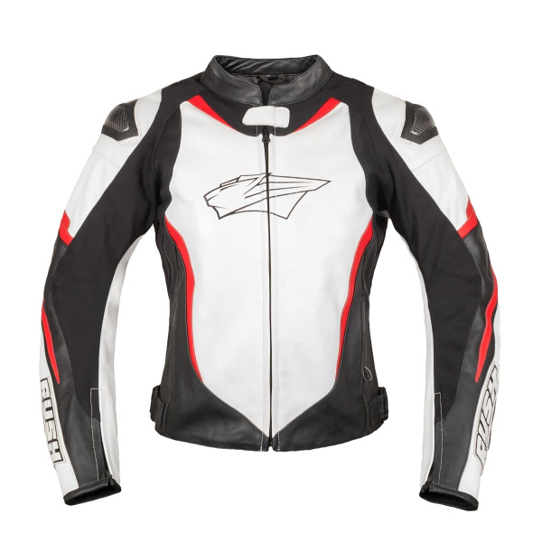 Мотокуртка RUSH BLAZE кожа, цвет черный/белый/красный