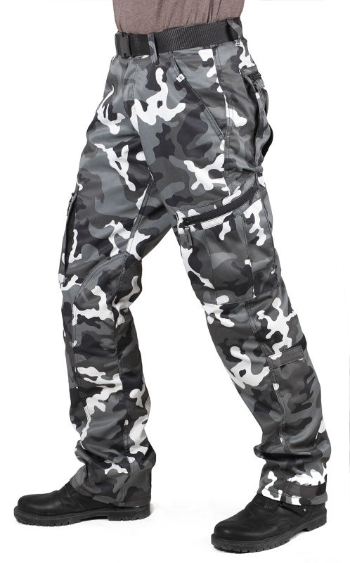 Мотоштаны мужские INFLAME TACTIC GRAY, цвет серый-камуфляж