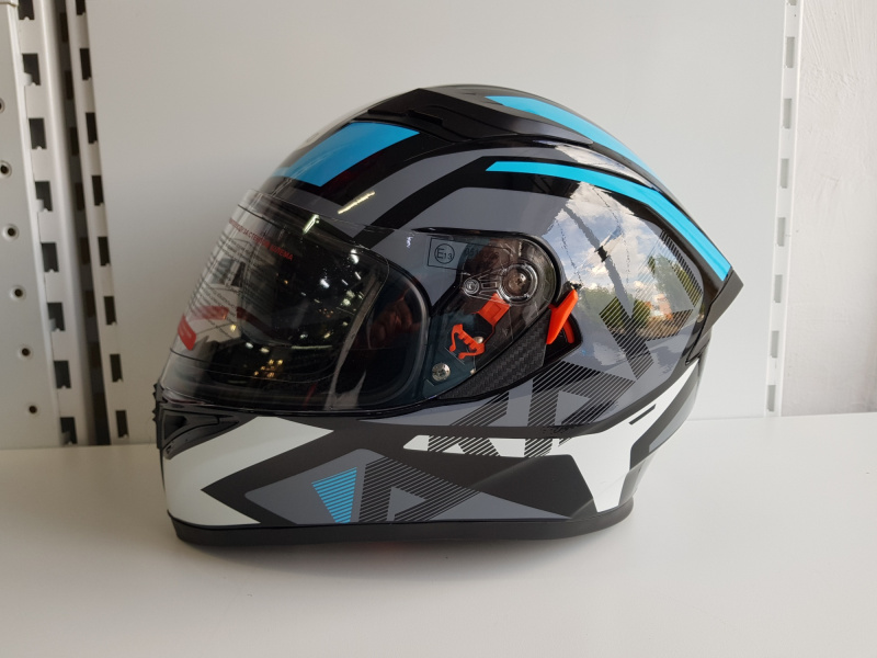 Шлем (интеграл) Ataki JK316 Route серый/голубой глянцевый