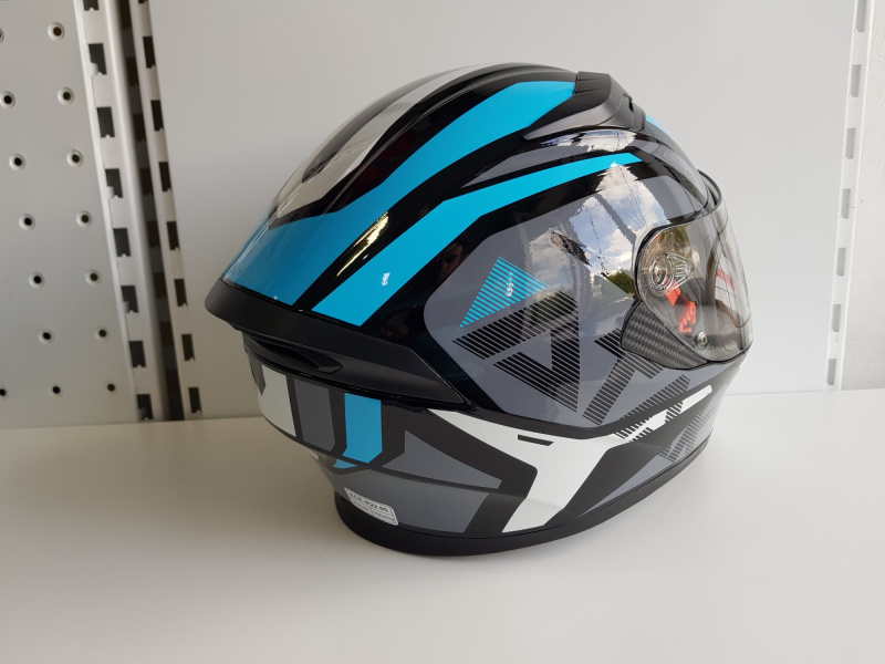 Шлем (интеграл) Ataki JK316 Route серый/голубой глянцевый