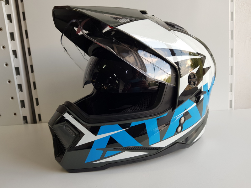 Шлем (мотард) Ataki JK802 Rampage серый/синий глянцевый