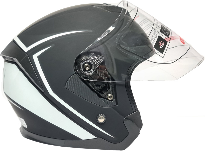 Шлем открытый Ataki JK526 Stripe черный/белый матовый