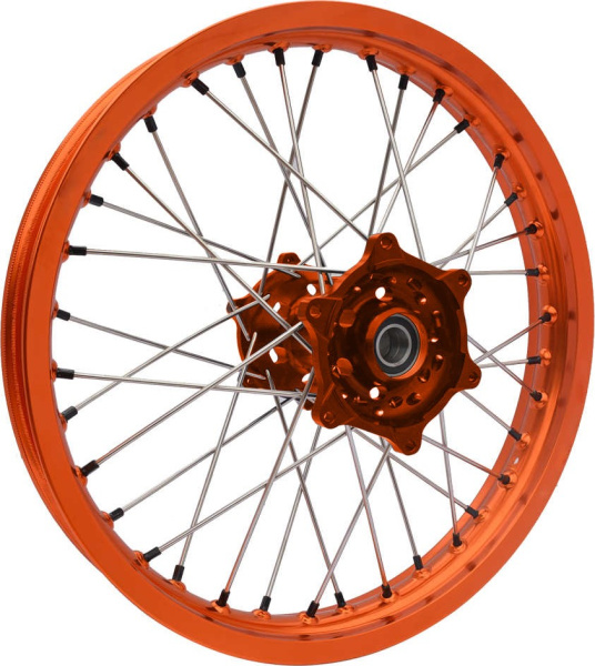 Обод задний 18" алюминий+CNC ступица (1,85-R18 d=17mm) оранжевый